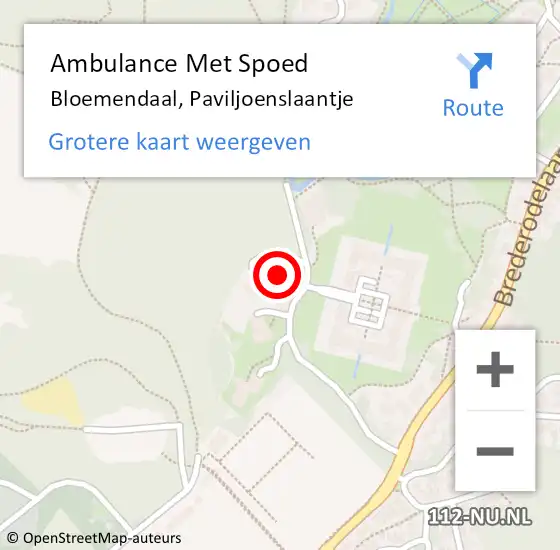 Locatie op kaart van de 112 melding: Ambulance Met Spoed Naar Bloemendaal, Paviljoenslaantje op 5 november 2022 18:13