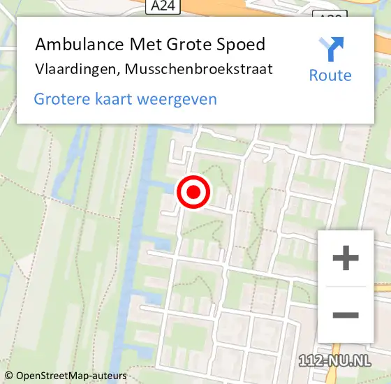 Locatie op kaart van de 112 melding: Ambulance Met Grote Spoed Naar Vlaardingen, Musschenbroekstraat op 5 november 2022 18:32