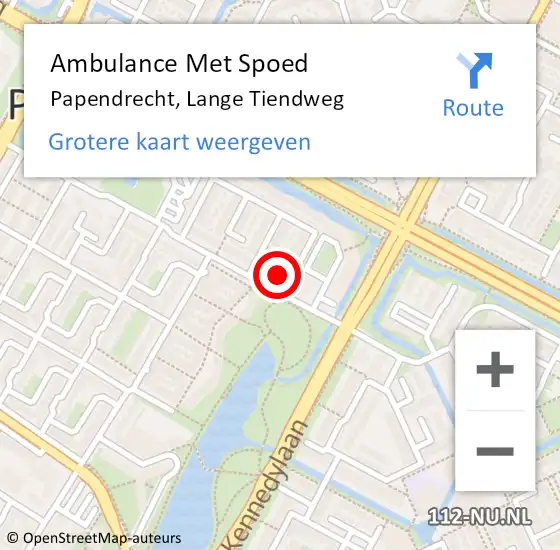 Locatie op kaart van de 112 melding: Ambulance Met Spoed Naar Papendrecht, Lange Tiendweg op 5 november 2022 18:41