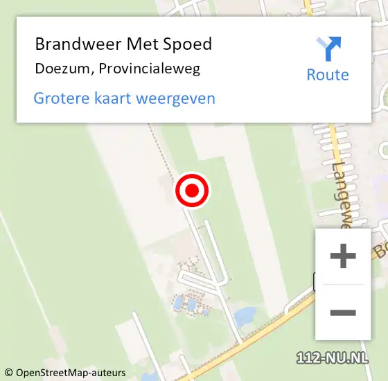 Locatie op kaart van de 112 melding: Brandweer Met Spoed Naar Doezum, Provincialeweg op 5 november 2022 18:45