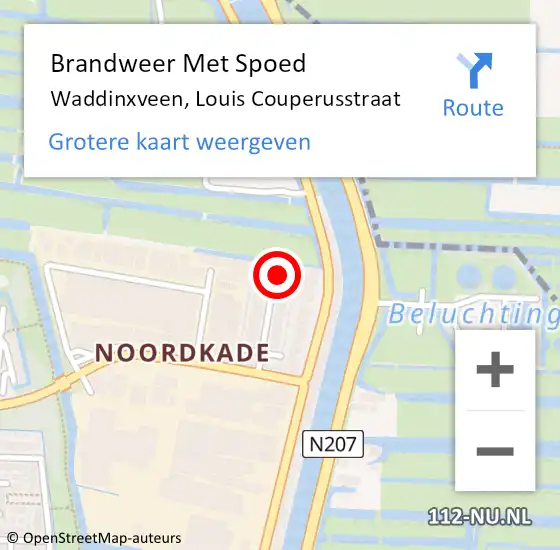 Locatie op kaart van de 112 melding: Brandweer Met Spoed Naar Waddinxveen, Louis Couperusstraat op 5 november 2022 19:01