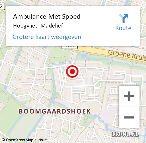 Locatie op kaart van de 112 melding: Ambulance Met Spoed Naar Hoogvliet, Madelief op 5 november 2022 19:10