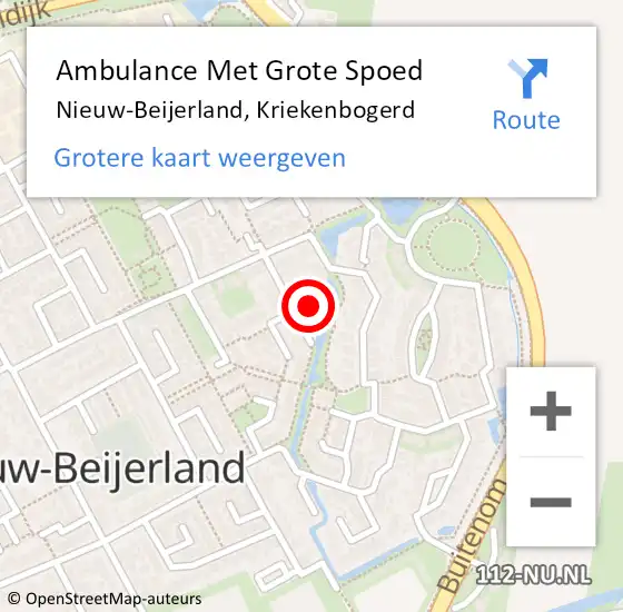 Locatie op kaart van de 112 melding: Ambulance Met Grote Spoed Naar Nieuw-Beijerland, Kriekenbogerd op 5 november 2022 19:13