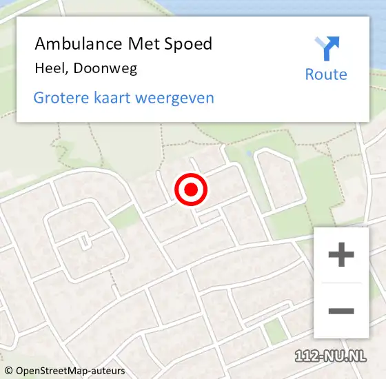 Locatie op kaart van de 112 melding: Ambulance Met Spoed Naar Heel, Doonweg op 5 november 2022 19:21