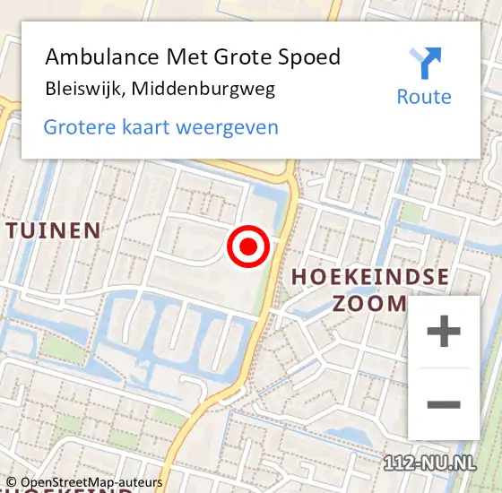 Locatie op kaart van de 112 melding: Ambulance Met Grote Spoed Naar Bleiswijk, Middenburgweg op 5 november 2022 19:23