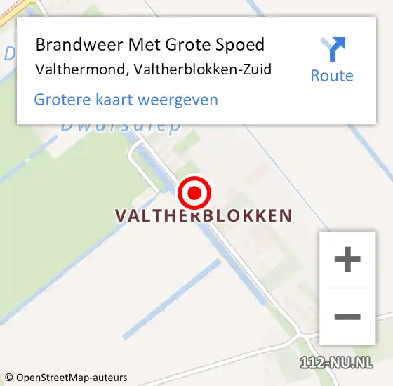 Locatie op kaart van de 112 melding: Brandweer Met Grote Spoed Naar Valthermond, Valtherblokken-Zuid op 5 november 2022 19:30