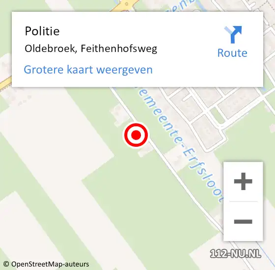 Locatie op kaart van de 112 melding: Politie Oldebroek, Feithenhofsweg op 5 november 2022 20:11