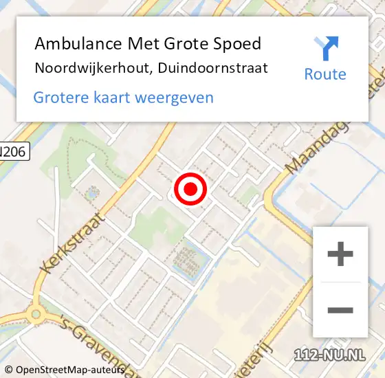 Locatie op kaart van de 112 melding: Ambulance Met Grote Spoed Naar Noordwijkerhout, Duindoornstraat op 5 november 2022 20:53