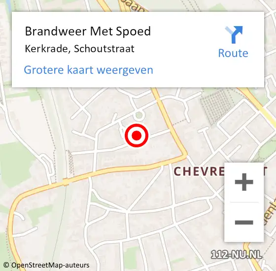 Locatie op kaart van de 112 melding: Brandweer Met Spoed Naar Kerkrade, Schoutstraat op 5 november 2022 21:06