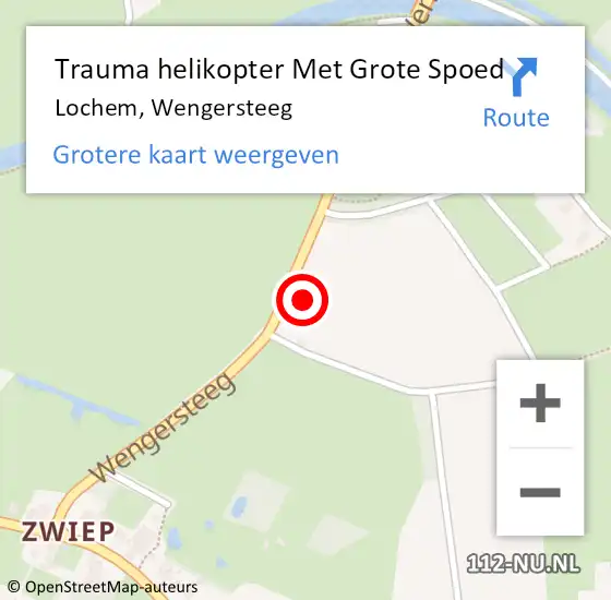 Locatie op kaart van de 112 melding: Trauma helikopter Met Grote Spoed Naar Lochem, Wengersteeg op 5 november 2022 21:06