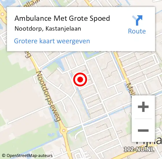 Locatie op kaart van de 112 melding: Ambulance Met Grote Spoed Naar Nootdorp, Kastanjelaan op 5 november 2022 21:18