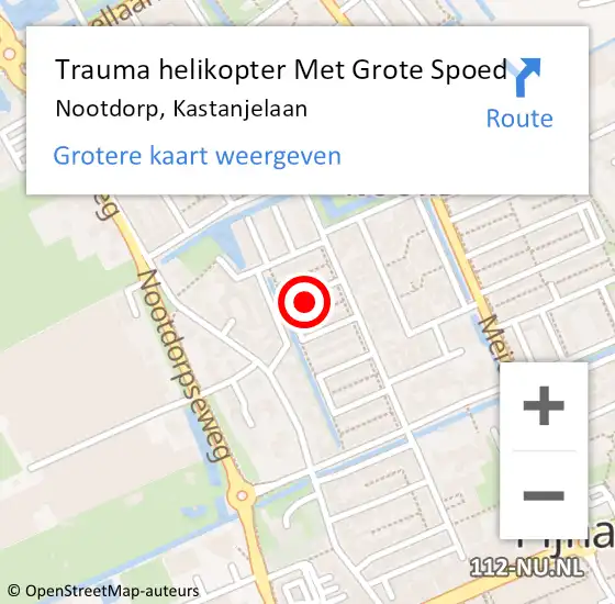 Locatie op kaart van de 112 melding: Trauma helikopter Met Grote Spoed Naar Nootdorp, Kastanjelaan op 5 november 2022 21:19