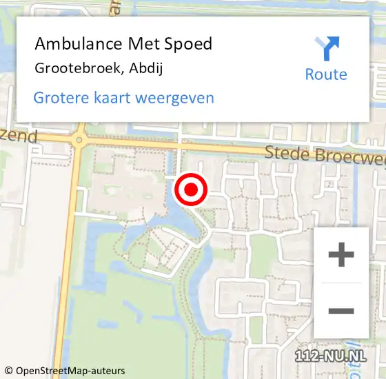 Locatie op kaart van de 112 melding: Ambulance Met Spoed Naar Grootebroek, Abdij op 5 november 2022 21:25