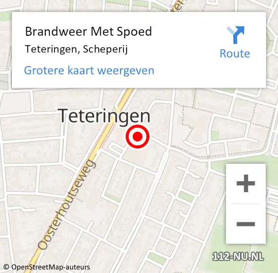 Locatie op kaart van de 112 melding: Brandweer Met Spoed Naar Teteringen, Scheperij op 5 november 2022 22:07