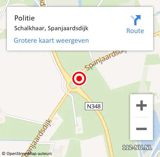 Locatie op kaart van de 112 melding: Politie Schalkhaar, Spanjaardsdijk op 5 november 2022 22:20