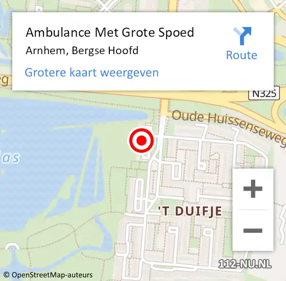 Locatie op kaart van de 112 melding: Ambulance Met Grote Spoed Naar Arnhem, Bergse Hoofd op 5 november 2022 22:51