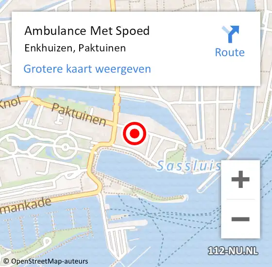Locatie op kaart van de 112 melding: Ambulance Met Spoed Naar Enkhuizen, Paktuinen op 5 november 2022 23:07