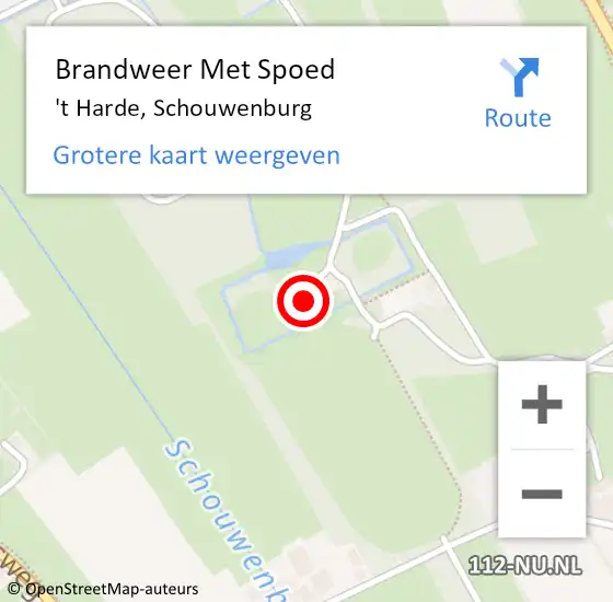 Locatie op kaart van de 112 melding: Brandweer Met Spoed Naar 't Harde, Schouwenburg op 5 november 2022 23:15