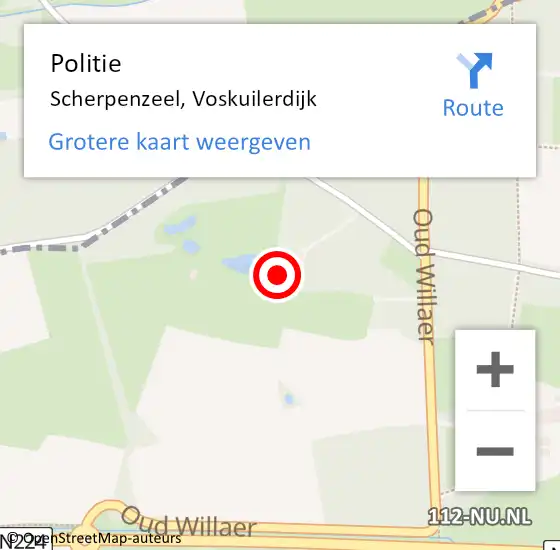 Locatie op kaart van de 112 melding: Politie Scherpenzeel, Voskuilerdijk op 5 november 2022 23:16