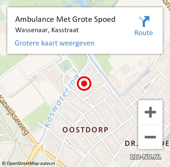 Locatie op kaart van de 112 melding: Ambulance Met Grote Spoed Naar Wassenaar, Kasstraat op 5 november 2022 23:52