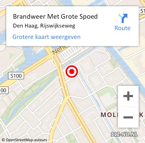 Locatie op kaart van de 112 melding: Brandweer Met Grote Spoed Naar Den Haag, Rijswijkseweg op 6 november 2022 00:22