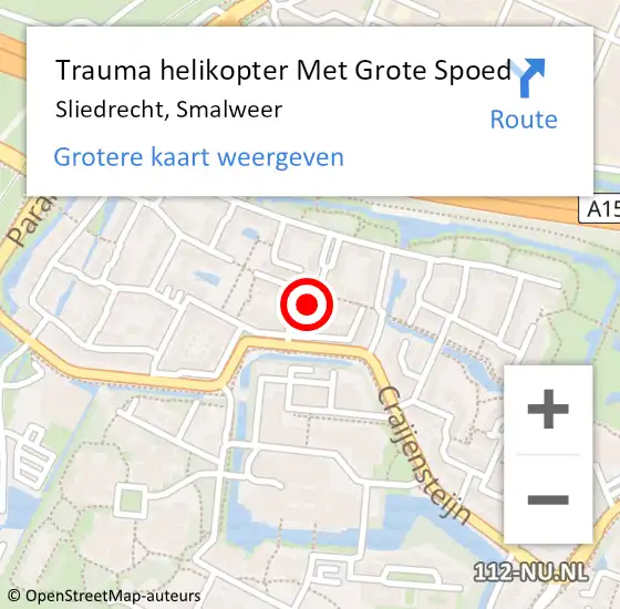 Locatie op kaart van de 112 melding: Trauma helikopter Met Grote Spoed Naar Sliedrecht, Smalweer op 6 november 2022 00:38