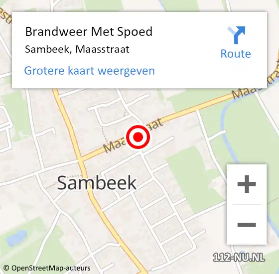 Locatie op kaart van de 112 melding: Brandweer Met Spoed Naar Sambeek, Maasstraat op 6 november 2022 00:52