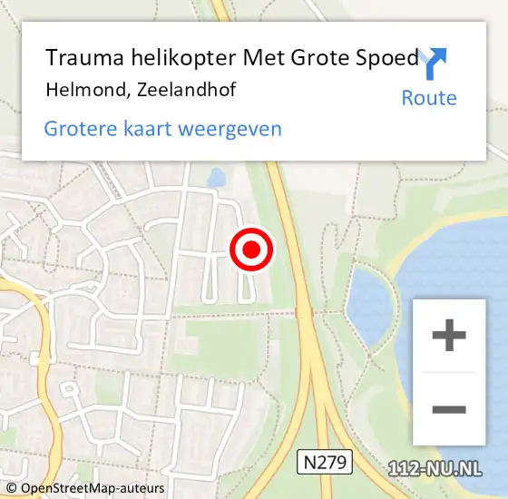 Locatie op kaart van de 112 melding: Trauma helikopter Met Grote Spoed Naar Helmond, Zeelandhof op 6 november 2022 00:53