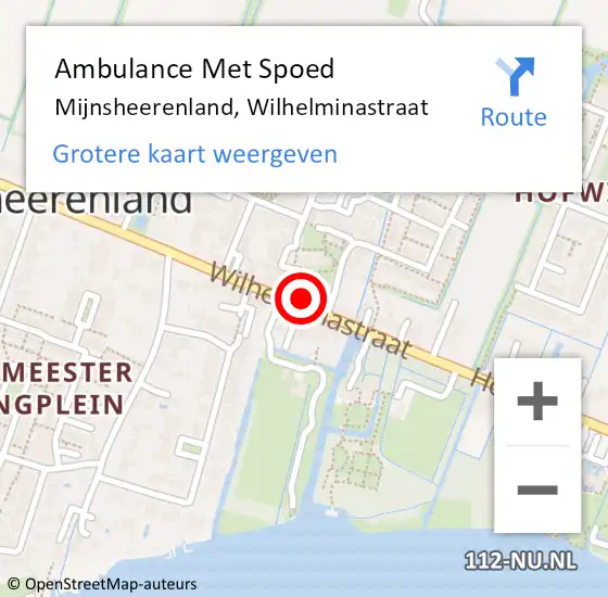 Locatie op kaart van de 112 melding: Ambulance Met Spoed Naar Mijnsheerenland, Wilhelminastraat op 6 november 2022 01:05