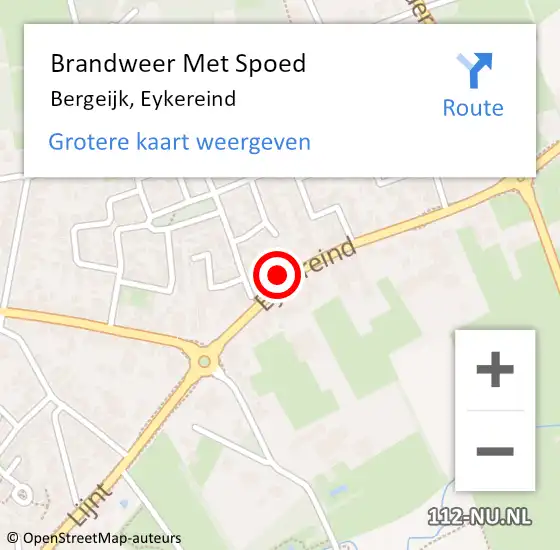 Locatie op kaart van de 112 melding: Brandweer Met Spoed Naar Bergeijk, Eykereind op 6 november 2022 01:38