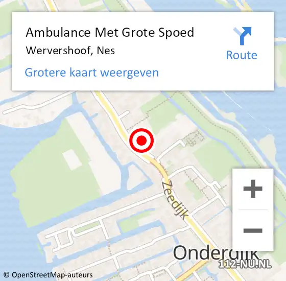 Locatie op kaart van de 112 melding: Ambulance Met Grote Spoed Naar Wervershoof, Nes op 6 november 2022 02:07