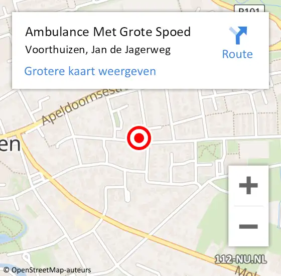 Locatie op kaart van de 112 melding: Ambulance Met Grote Spoed Naar Voorthuizen, Jan de Jagerweg op 6 november 2022 02:27