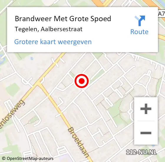 Locatie op kaart van de 112 melding: Brandweer Met Grote Spoed Naar Tegelen, Aalbersestraat op 6 november 2022 03:02