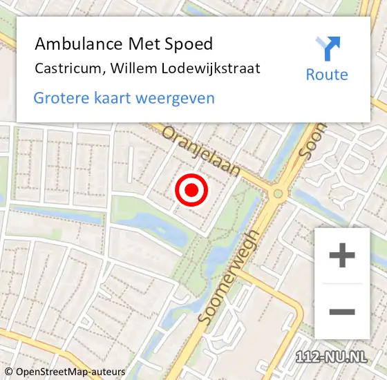 Locatie op kaart van de 112 melding: Ambulance Met Spoed Naar Castricum, Willem Lodewijkstraat op 6 november 2022 03:25