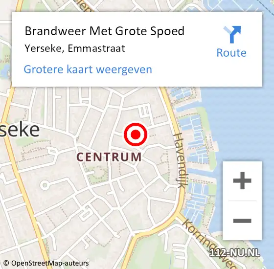 Locatie op kaart van de 112 melding: Brandweer Met Grote Spoed Naar Yerseke, Emmastraat op 6 november 2022 03:28