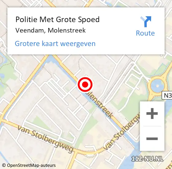 Locatie op kaart van de 112 melding: Politie Met Grote Spoed Naar Veendam, Molenstreek op 6 november 2022 03:36