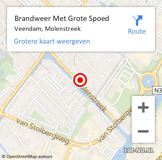 Locatie op kaart van de 112 melding: Brandweer Met Grote Spoed Naar Veendam, Molenstreek op 6 november 2022 03:38