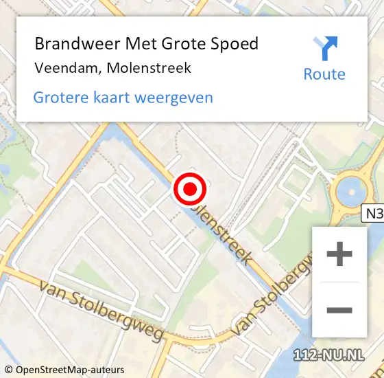 Locatie op kaart van de 112 melding: Brandweer Met Grote Spoed Naar Veendam, Molenstreek op 6 november 2022 03:48