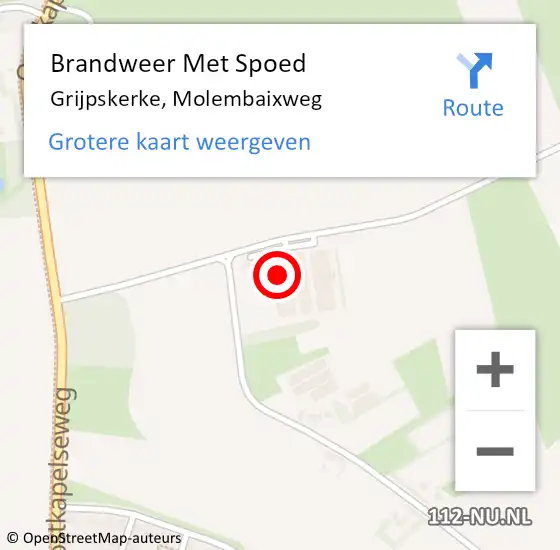 Locatie op kaart van de 112 melding: Brandweer Met Spoed Naar Grijpskerke, Molembaixweg op 6 november 2022 03:55