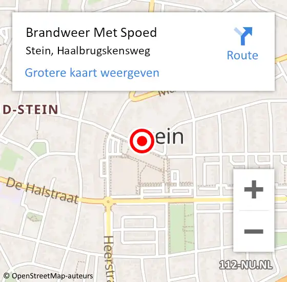 Locatie op kaart van de 112 melding: Brandweer Met Spoed Naar Stein, Haalbrugskensweg op 6 november 2022 04:38