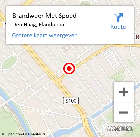 Locatie op kaart van de 112 melding: Brandweer Met Spoed Naar Den Haag, Elandplein op 6 november 2022 05:19