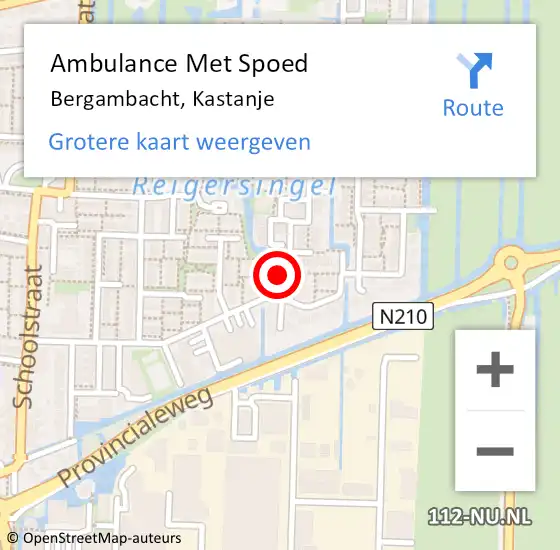 Locatie op kaart van de 112 melding: Ambulance Met Spoed Naar Bergambacht, Kastanje op 6 november 2022 06:01