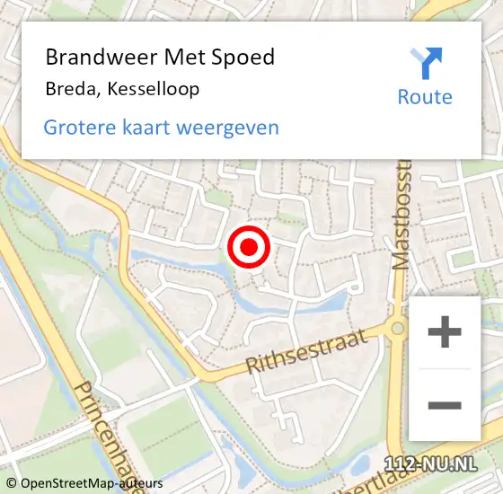 Locatie op kaart van de 112 melding: Brandweer Met Spoed Naar Breda, Kesselloop op 6 november 2022 07:25