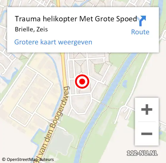 Locatie op kaart van de 112 melding: Trauma helikopter Met Grote Spoed Naar Brielle, Zeis op 6 november 2022 07:41