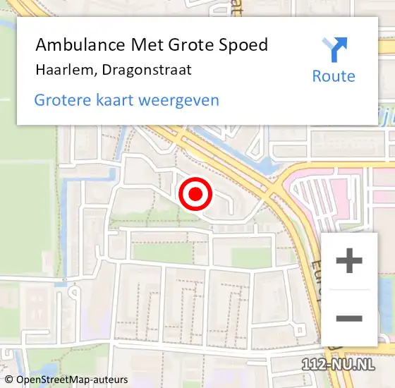 Locatie op kaart van de 112 melding: Ambulance Met Grote Spoed Naar Haarlem, Dragonstraat op 6 november 2022 08:25