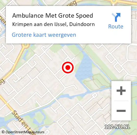 Locatie op kaart van de 112 melding: Ambulance Met Grote Spoed Naar Krimpen aan den IJssel, Duindoorn op 6 november 2022 09:02