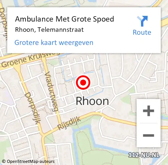 Locatie op kaart van de 112 melding: Ambulance Met Grote Spoed Naar Rhoon, Telemannstraat op 6 november 2022 09:03