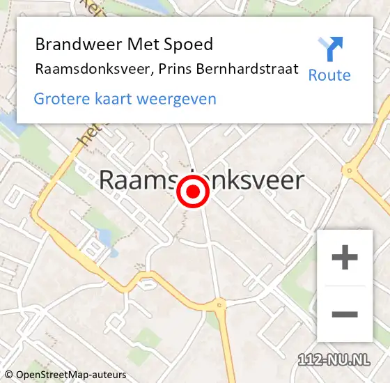 Locatie op kaart van de 112 melding: Brandweer Met Spoed Naar Raamsdonksveer, Prins Bernhardstraat op 6 november 2022 09:06
