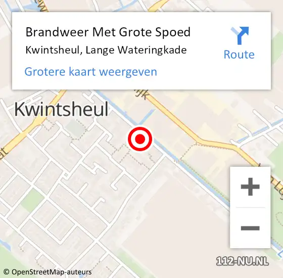 Locatie op kaart van de 112 melding: Brandweer Met Grote Spoed Naar Kwintsheul, Lange Wateringkade op 6 november 2022 09:06