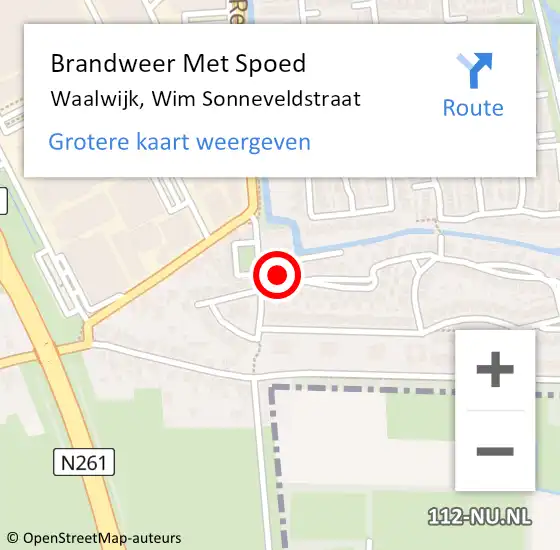 Locatie op kaart van de 112 melding: Brandweer Met Spoed Naar Waalwijk, Wim Sonneveldstraat op 6 november 2022 09:22